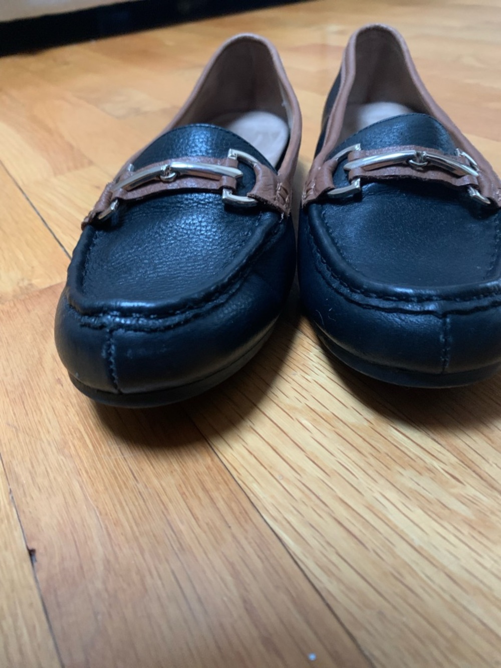 Aerosoles Drive Along Black Brown Leather Loafers Size 9 Comfort Driving Flats - Picture 7 of 9